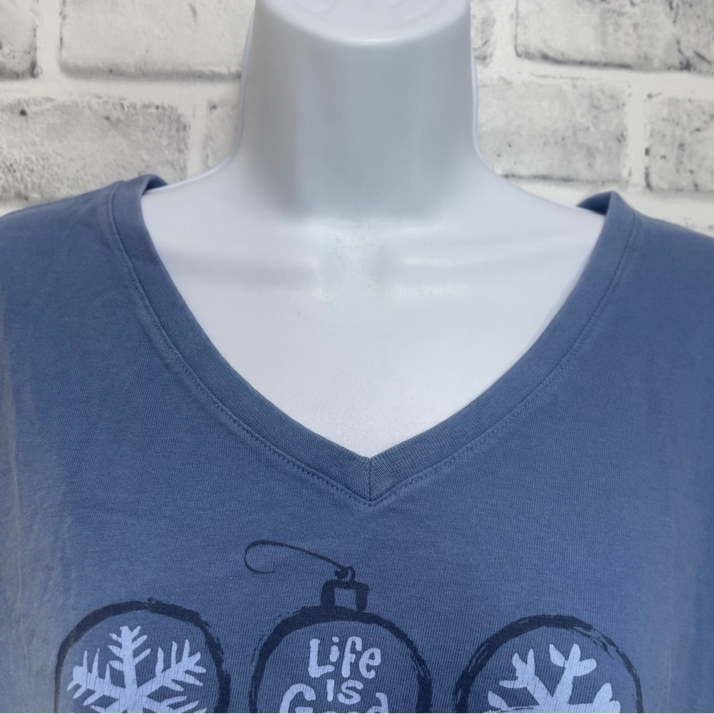 Life is Good Holiday Grateful Long Sleeve V-Neck Crusher Tee  XL - Picture 4 of 10